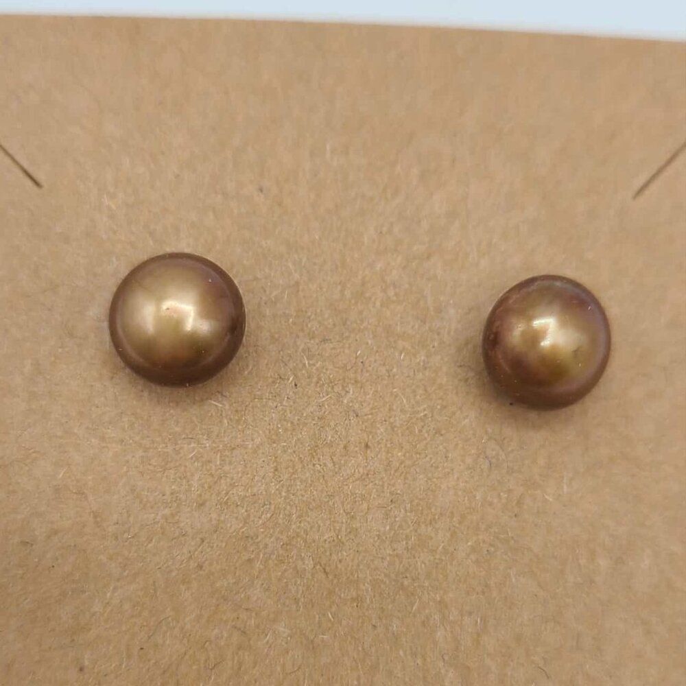 Freshwater Chocolate Pearl Studs 7mm Sterling Posts